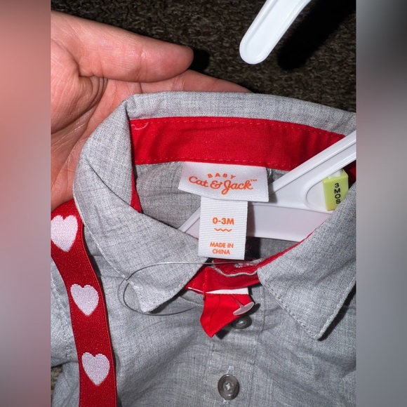 NWT Cat & Jack Baby Boys Denim Heart Suspender Set (Size: 0-3 Months) - Picture 3 of 5